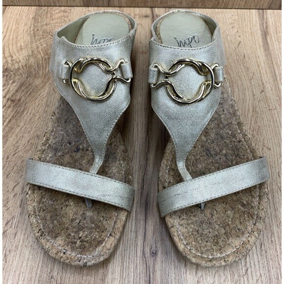 Impo Gwyneth Memory Foam Gold Cork Wedge Slip On Sandals Size 9 M Silver 4405676 - Picture 4 of 14